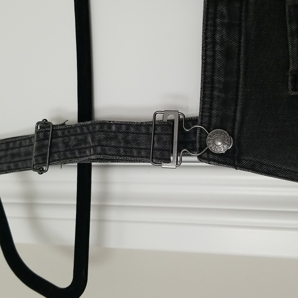 Express black jean distressed overalls size 8 NWOT - Picture 6 of 11